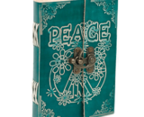 Leather Green Peace with Lockable Notebook