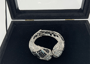 Bangle Black and White Diamante Stones