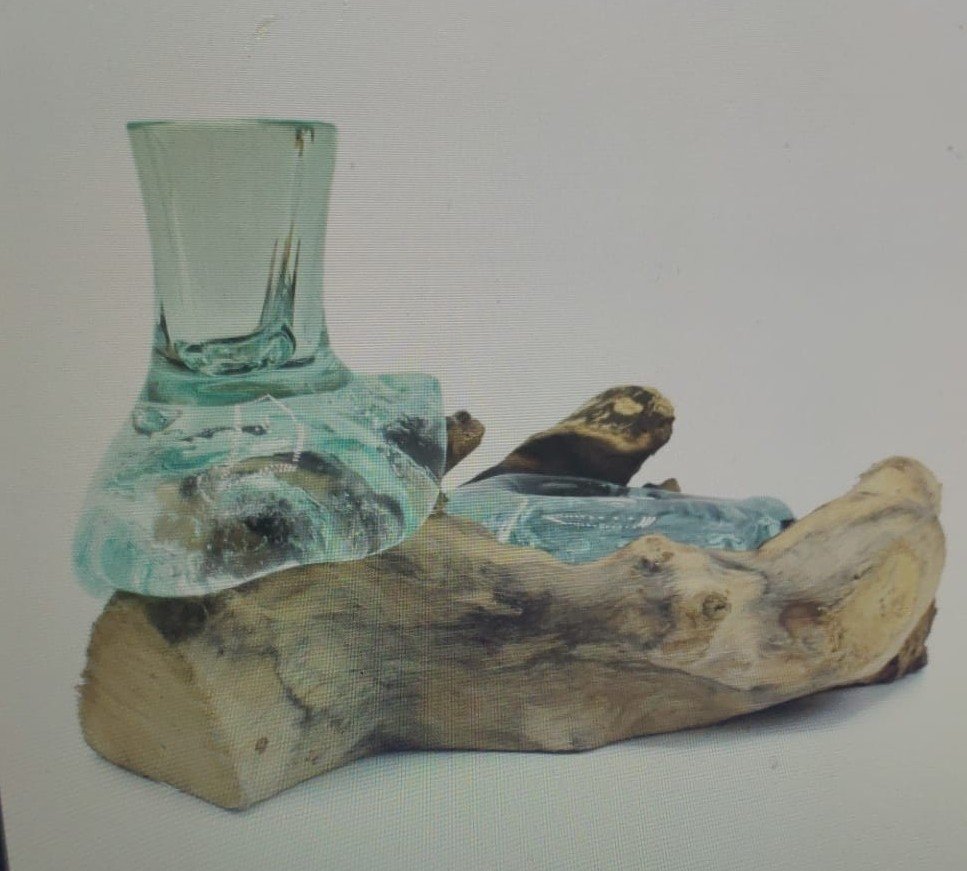 Molten Glass small Flower Vase & Tea Light holder